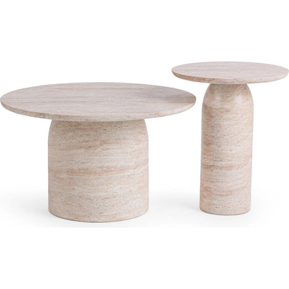 Sana Outdoor Concrete End Table by Classic Home in beige. Made from glass fiber reinforced concrete in a unique style.