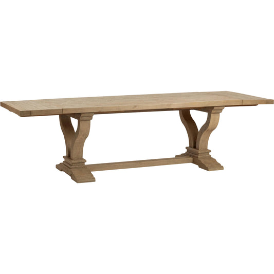 Julia Extendable Dining Table by Classic Home in soft earth. Made from reclaimed pine in a unique style.