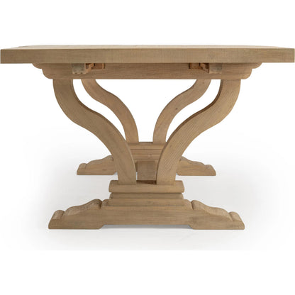 Julia Extendable Dining Table by Classic Home in soft earth. Made from reclaimed pine in a unique style.