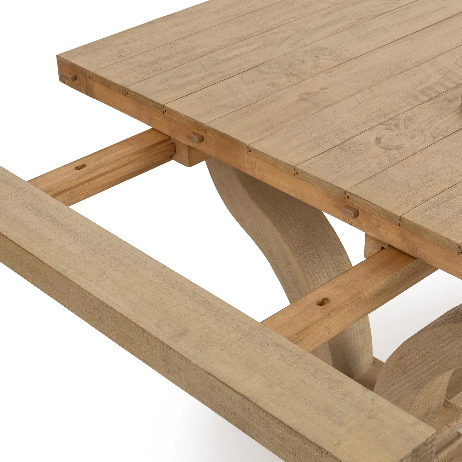 Julia Extendable Dining Table by Classic Home in soft earth. Made from reclaimed pine in a unique style.