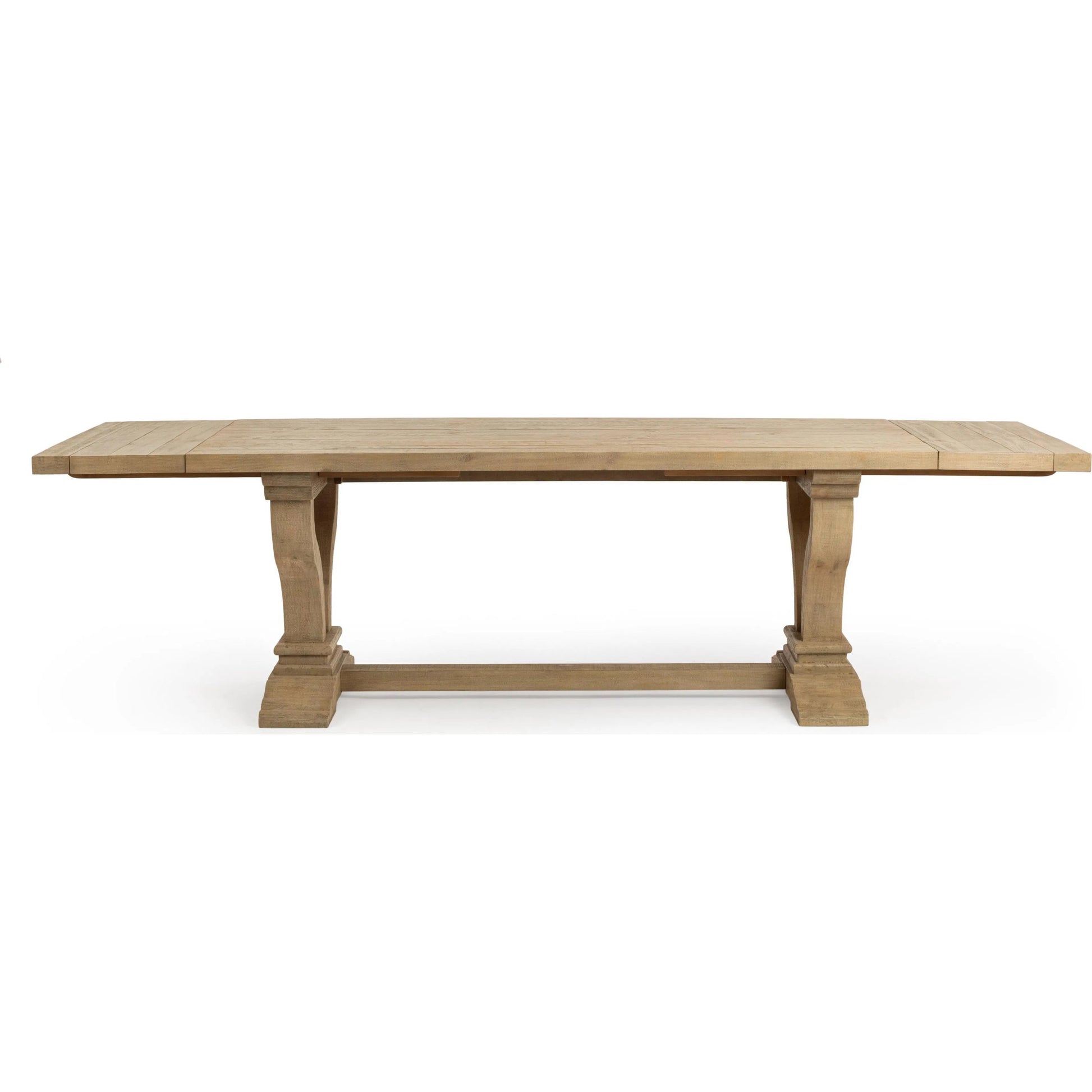 Julia Extendable Dining Table by Classic Home in soft earth. Made from reclaimed pine in a unique style.