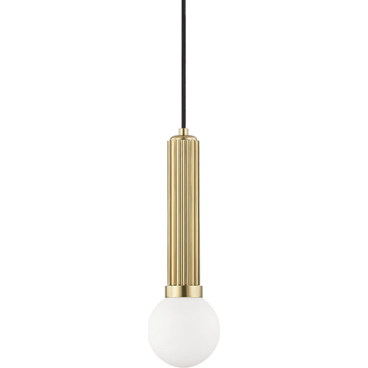 Reade Pendant by Hudson Valley in aged brass. Made from brass in a modern style.