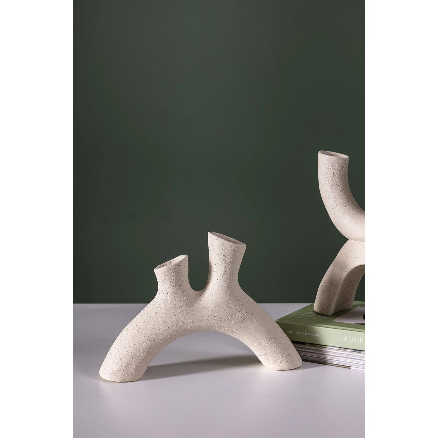 002 SI-2085209 | Lifestyle | Neum Vase by Accent Decor in off-white. Made from ceramic in a modern style.