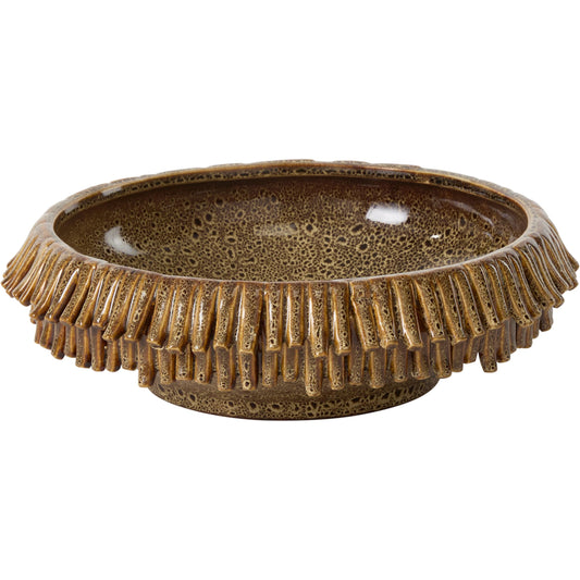 Fringe Bowl by Accent Decor in caramel. Made from ceramic in a unique style.