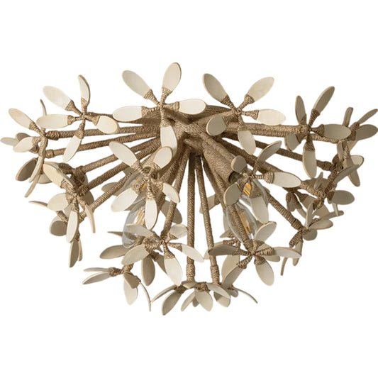 Corfu Semi Flush by Corbett in ivory coco. Made from iron in a unique style.