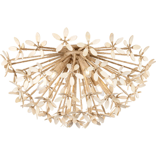 Corfu Semi Flush by Corbett in ivory coco. Made from iron in a unique style.