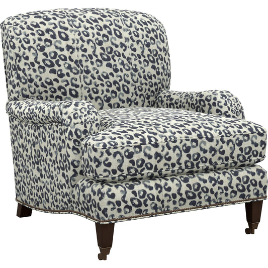Sydney Chair with Brass Caster by Barclay Butera. Made from mahogany, fabric in a traditional style.