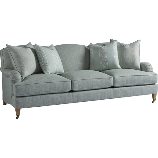 Sydney Sofa with Brass Casters by Lexington in green and brass. Made from unique in a traditional style.