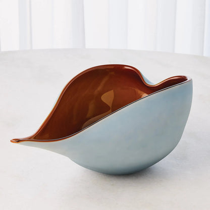 Frosted Blue Bowl With Amber Casing by Global Views. Made from glass in a modern style.