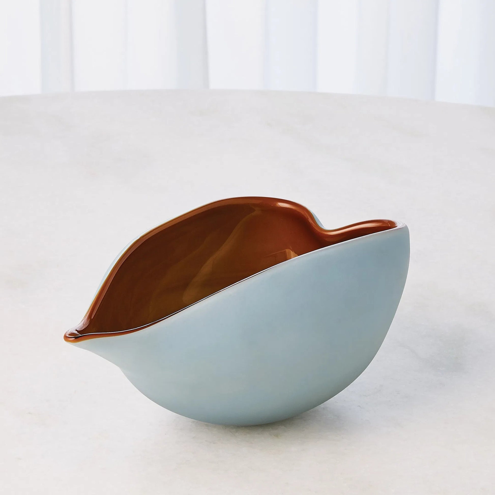 Frosted Blue Bowl With Amber Casing by Global Views. Made from glass in a modern style.