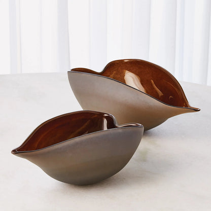 Frosted Grey Bowl With Amber Casing by Global Views. Made from glass in a modern style.