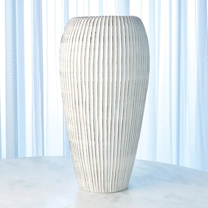 Baleen Cachepot by Global Views in ivory. Made from ceramic in a coastal style.