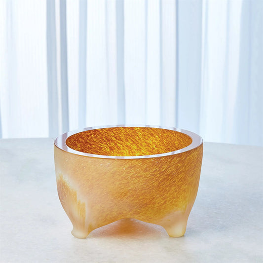 Freeform Tripod Bowl by Global Views in frosted irys gelp. Made from art glass in a eclectic & global style.