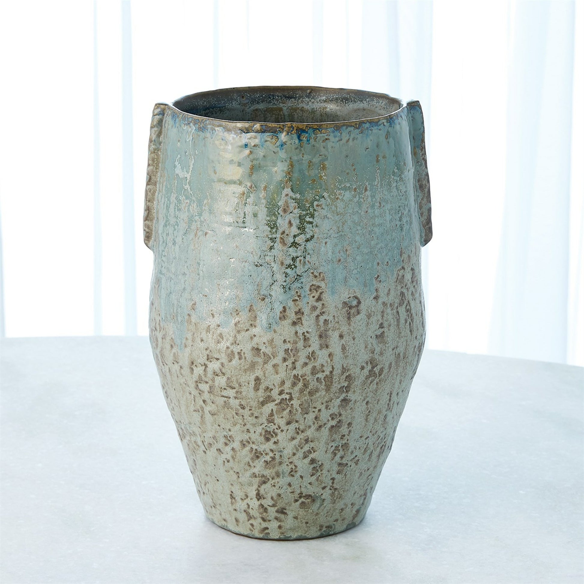 Pinch Pot Vase by Global Views in reactive seafoam. Made from ceramic in a eclectic & global style.