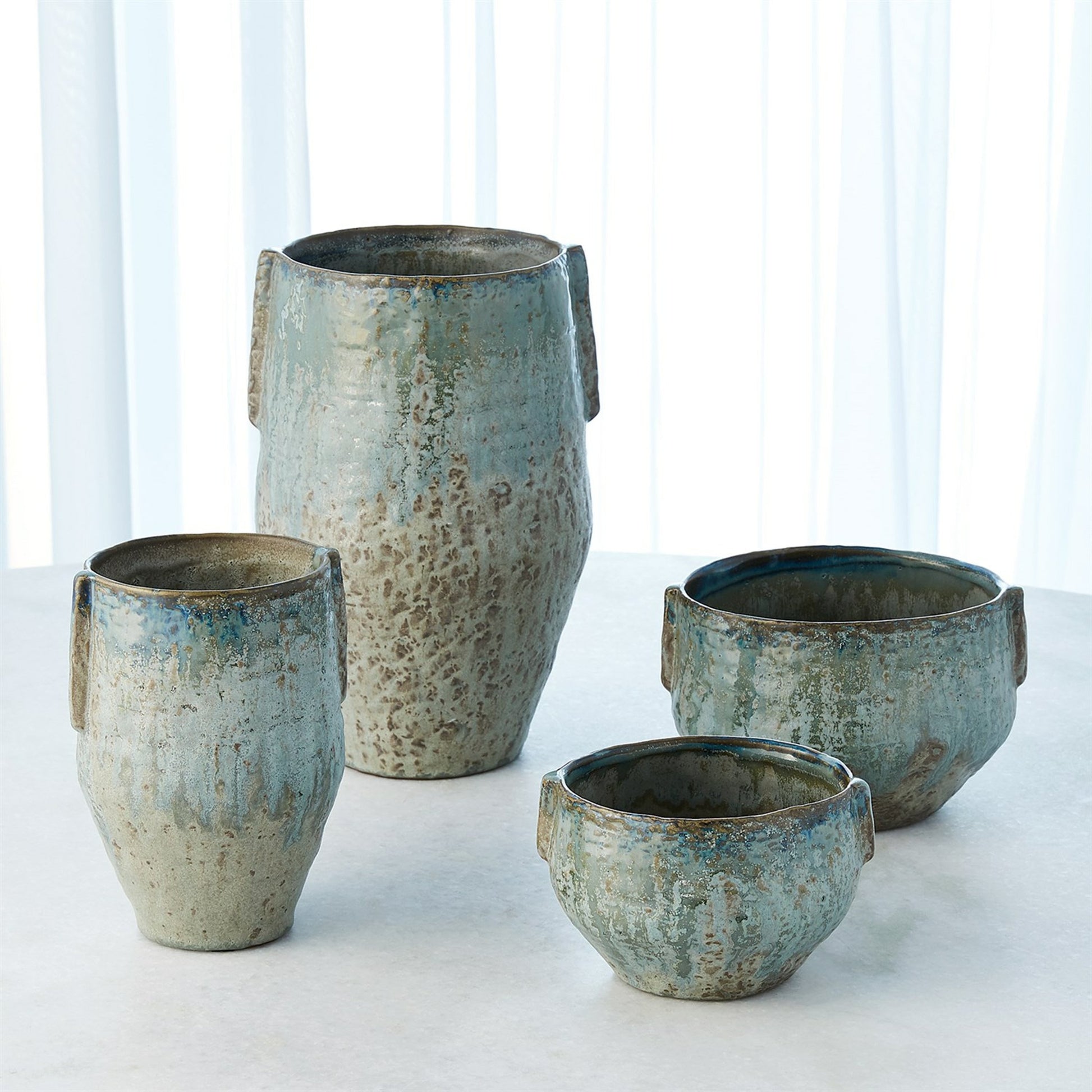 Pinch Pot Planter by Global Views in reactive seafoam. Made from ceramic in a eclectic & global style.