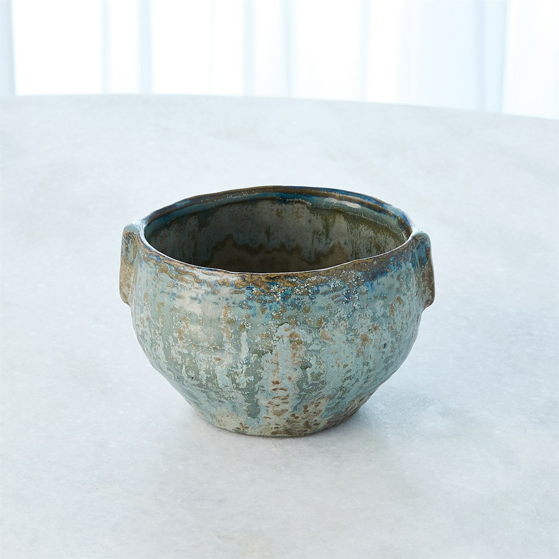 Pinch Pot Planter by Global Views in reactive seafoam. Made from ceramic in a eclectic & global style.