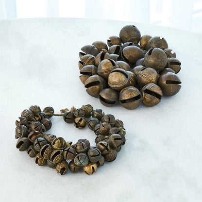 Brass Bell Cluster by Global Views. Made from brass, jute in a rustic style.