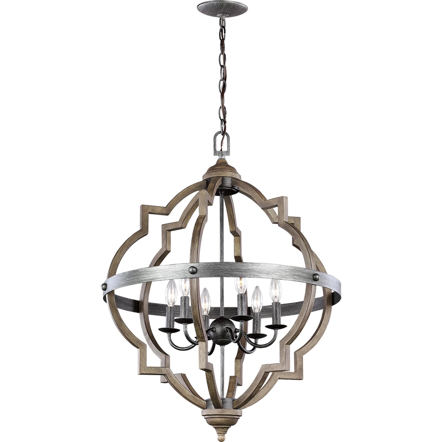 001 SI-2240379 | Primary Silo | Socorro Six Light Hall / Foyer by Visual Comfort & Co. in stardust. Made from steel in a traditional style.