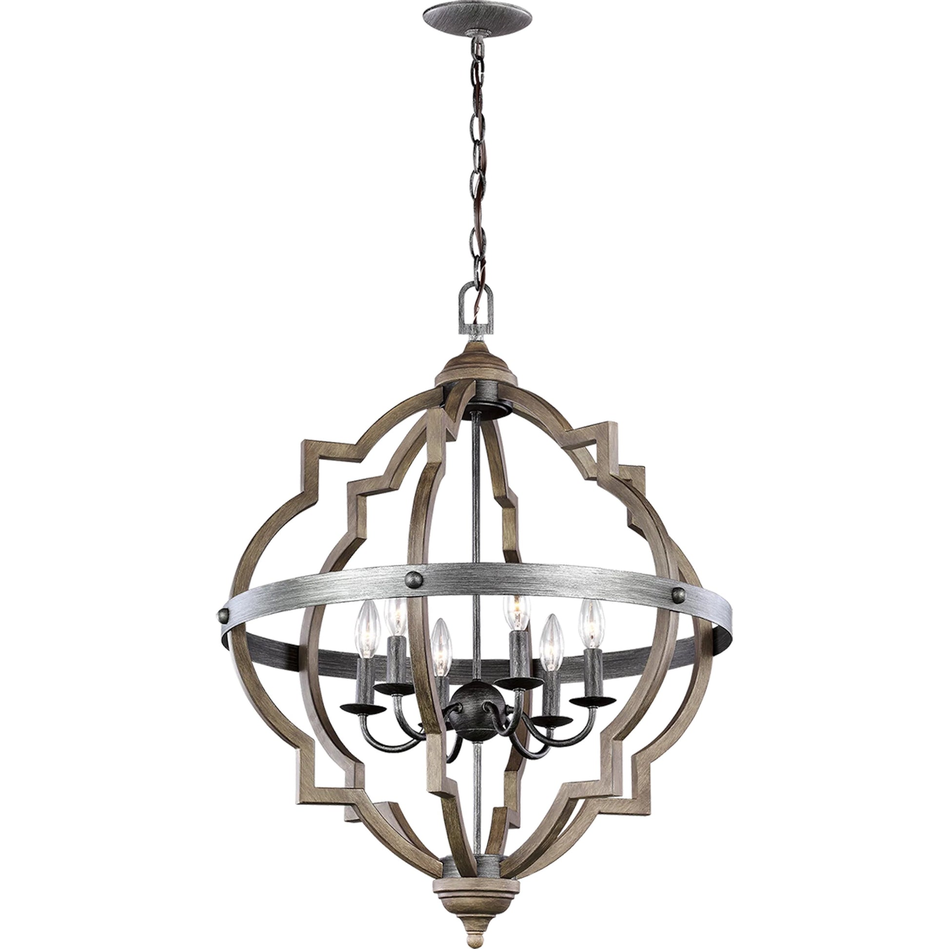 Socorro Six Light Hall / Foyer by Visual Comfort & Co. in stardust. Made from steel in a traditional style.