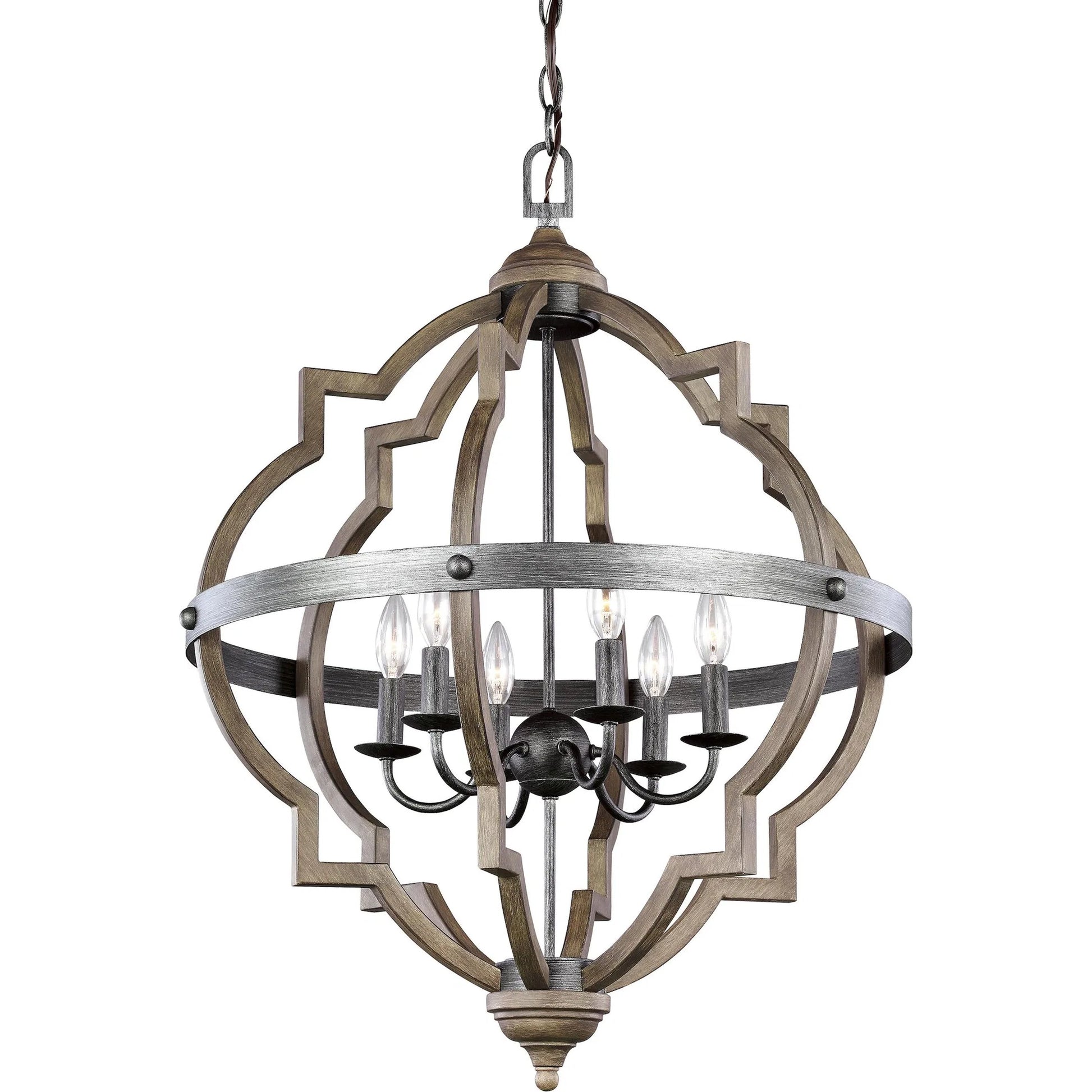 Socorro Six Light Hall / Foyer by Visual Comfort & Co. in stardust. Made from steel in a traditional style.