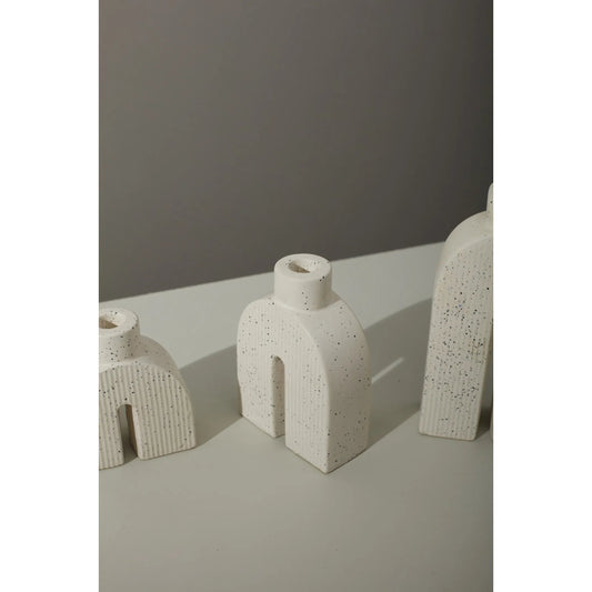 Trefoil Candleholder by Accent Decor in white. Made from ceramic in a modern style.