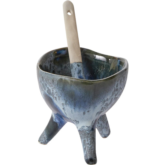 Azul Footed Bowl 2 (Set of 2) by Accent Decor in blue. Made from ceramic in a modern style.