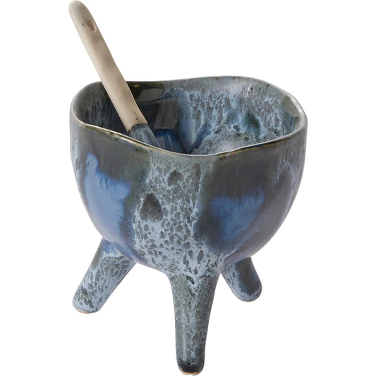 Azul Footed Bowl 2 (Set of 2) by Accent Decor in blue. Made from ceramic in a modern style.