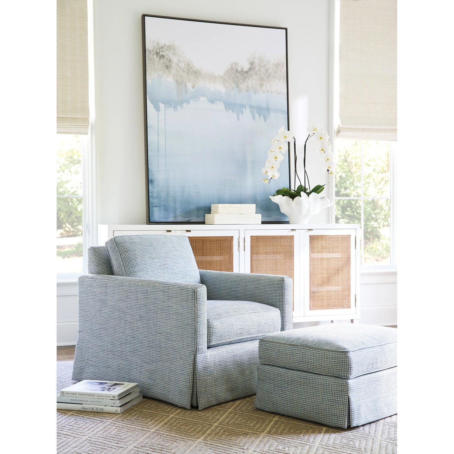 002 SI-1962962 | Lifestyle | Beach Club Ottoman by Lexington in gray. Made from unique in a transitional style.