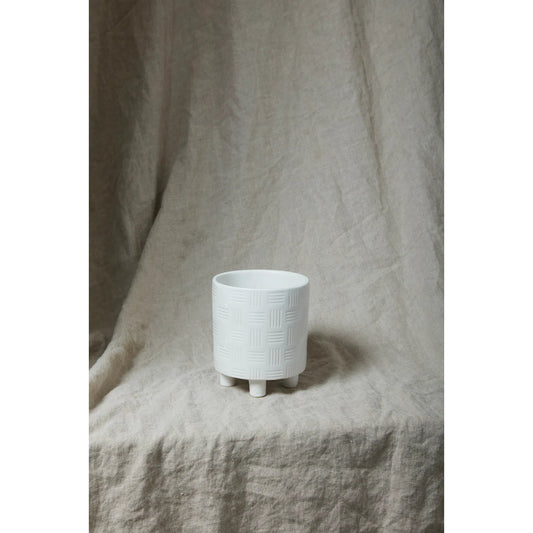 Morrow Footed Pot by Accent Decor in white. Made from ceramic in a unique style.