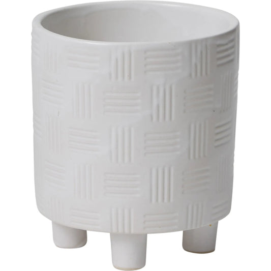 Morrow Footed Pot by Accent Decor in white. Made from ceramic in a unique style.