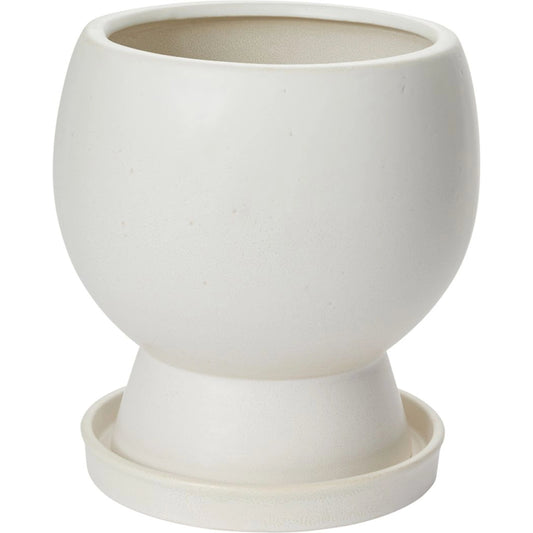 Bosky Pot with Saucer with Saucer by Accent Decor in white. Made from ceramic in a modern style.