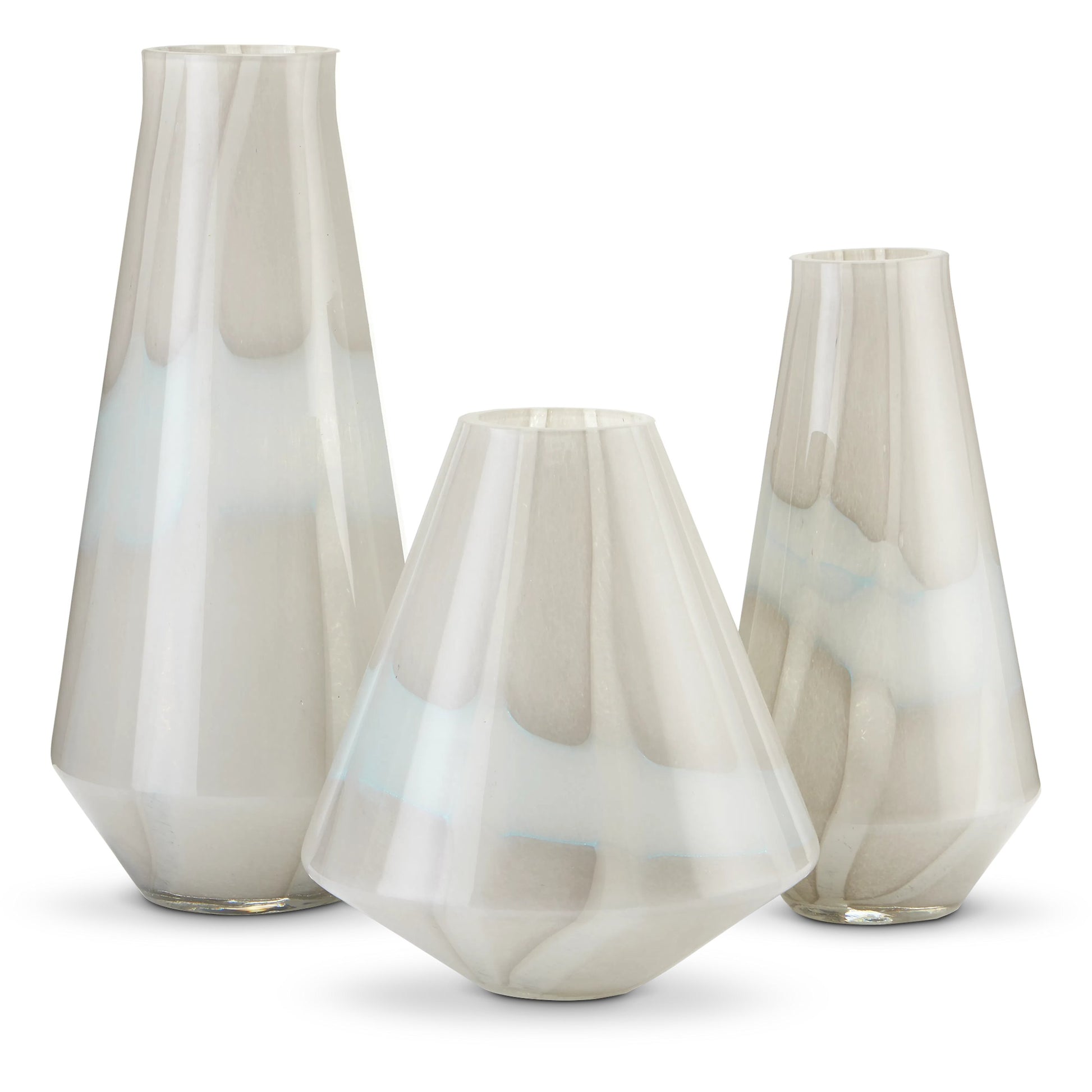 Floating Cloud Vase Set by Currey and Company in light gray, white. Made from glass in a transitional style.