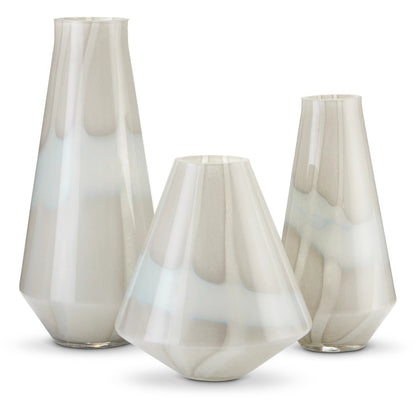 Floating Cloud Vase Set by Currey and Company in light gray, white. Made from glass in a transitional style.