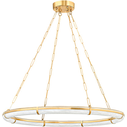 Hanover Pendant by Hudson Valley in aged brass. Made from brass in a traditional style.