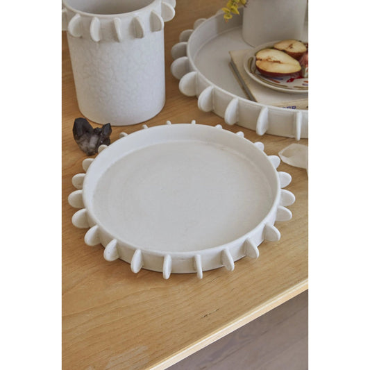 Reverie Tray by Accent Decor in off-white. Made from ceramic in a modern style.