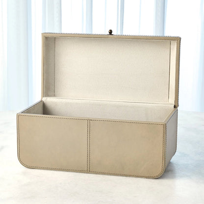 Curved Corner Box by Global Views. Made from mdf, leather, polysuede lining in a eclectic & global style.