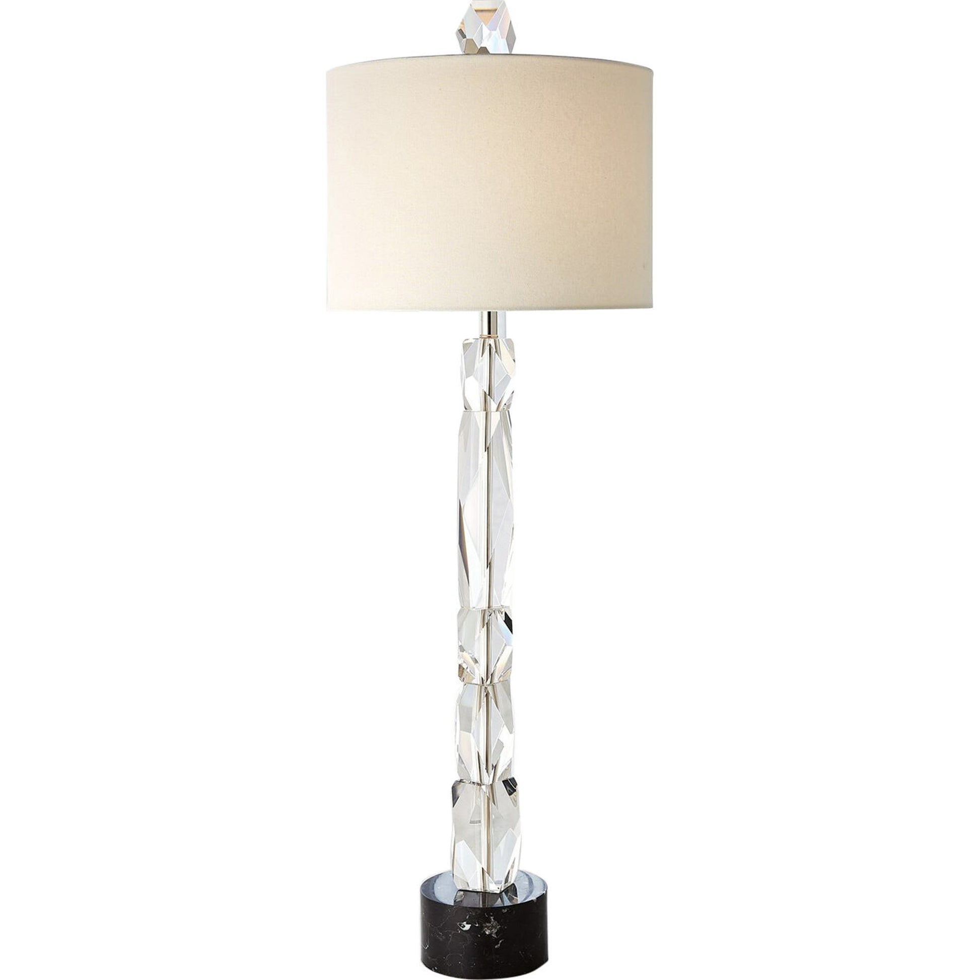 Facette Lamp W/Black Marble Base by Global Views. Made from crystal, marble in a eclectic & global style.