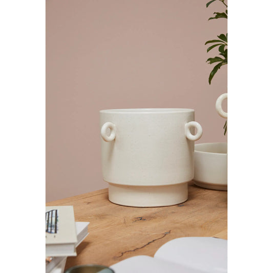 Yazu Pot by Accent Decor in off-white. Made from ceramic in a unique style.