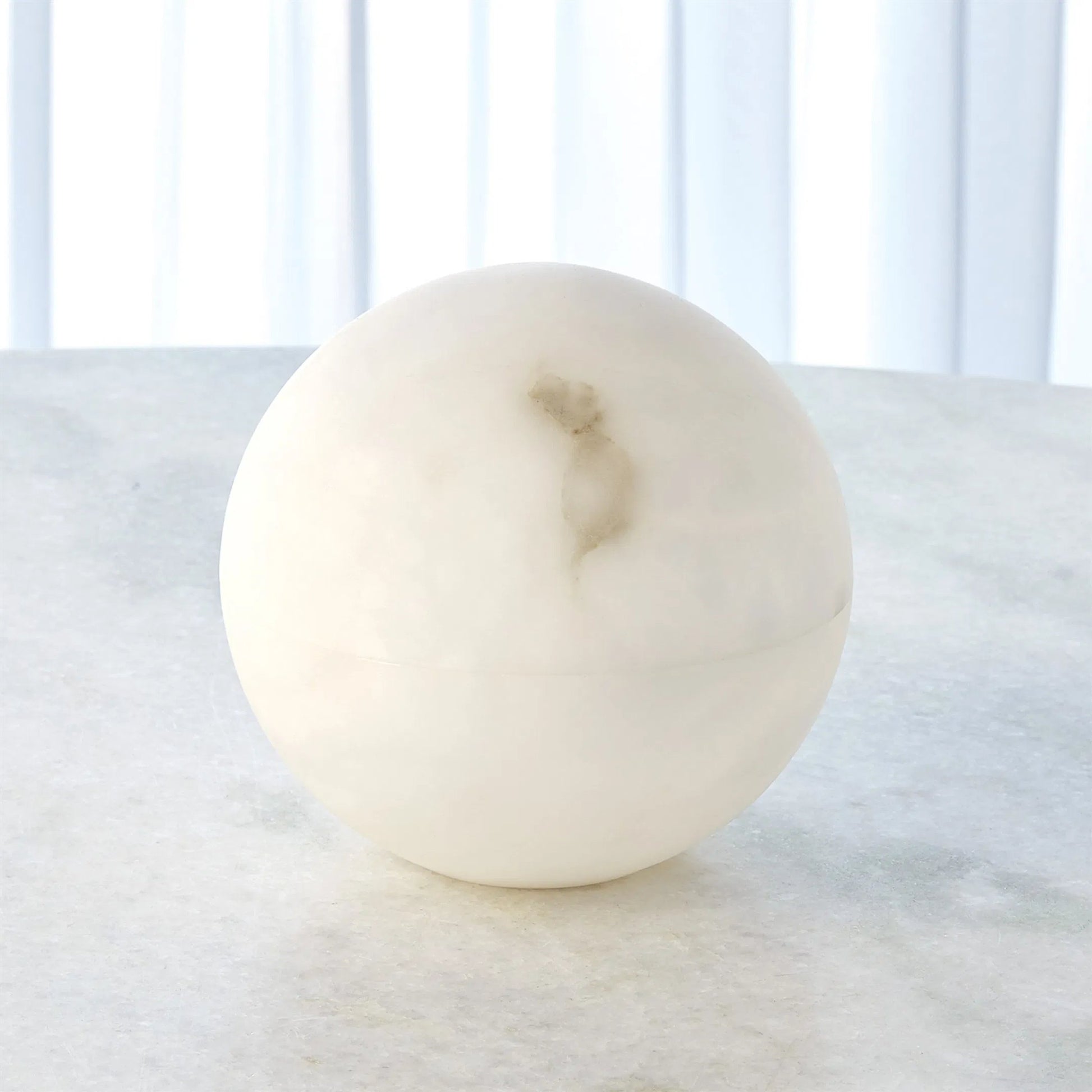 Alabaster Sphere Box by Global Views in white. Made from alabaster in a eclectic & global style.