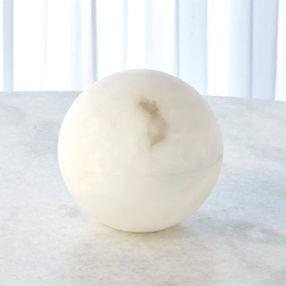 Alabaster Sphere Box by Global Views in white. Made from alabaster in a eclectic & global style.
