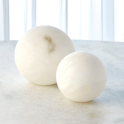Alabaster Sphere Box by Global Views in white. Made from alabaster in a eclectic & global style.