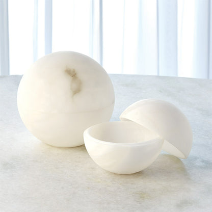 Alabaster Sphere Box by Global Views in white. Made from alabaster in a eclectic & global style.