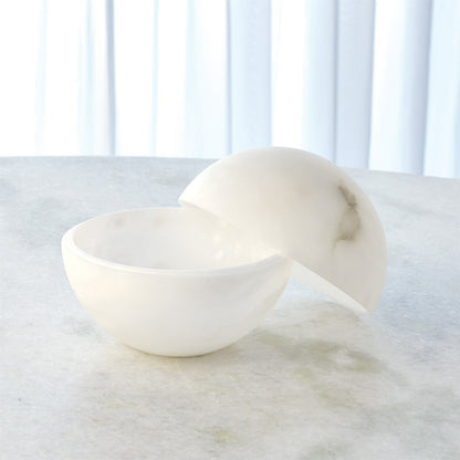 Alabaster Sphere Box by Global Views in white. Made from alabaster in a eclectic & global style.