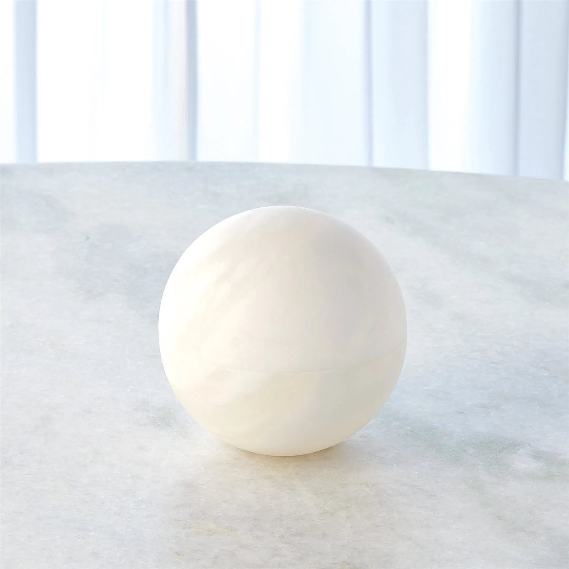 Alabaster Sphere Box by Global Views in white. Made from alabaster in a eclectic & global style.