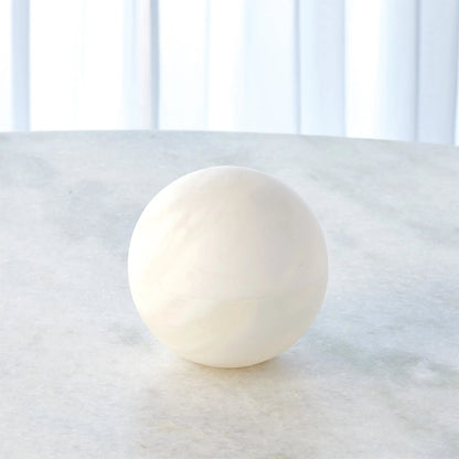Alabaster Sphere Box by Global Views in white. Made from alabaster in a eclectic & global style.