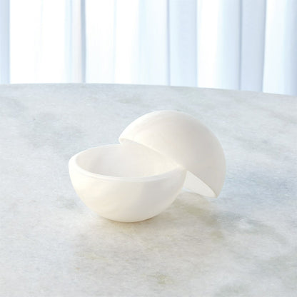 Alabaster Sphere Box by Global Views in white. Made from alabaster in a eclectic & global style.