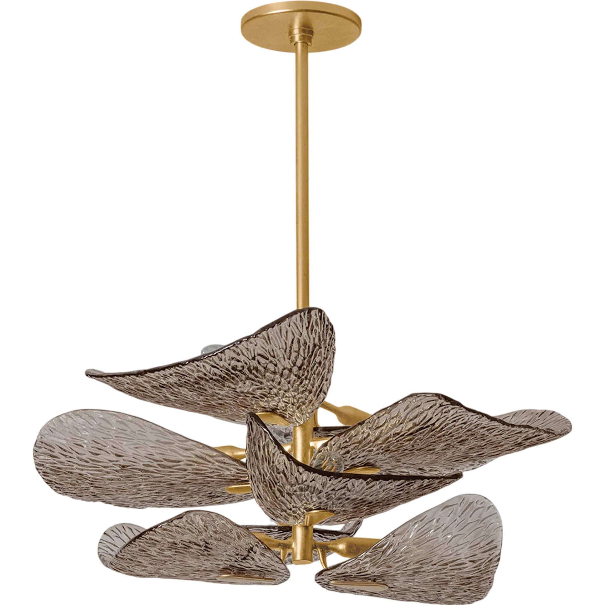 Cardiff Semi Flush by Corbett in vintage gold leaf. Made from iron in a modern style.