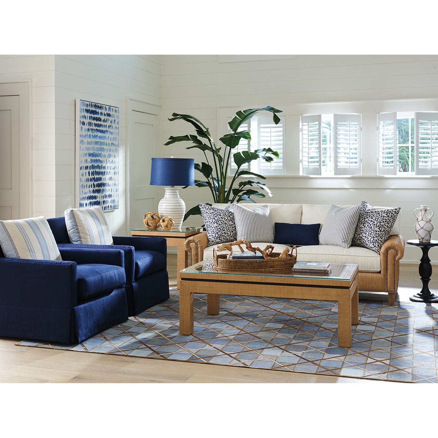 003 SR-834907 | Lifestyle | Harbor Raffia Cocktail Table by Lexington. Made from unique in a modern style.