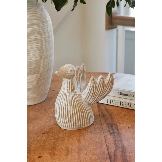 Allegory Bird Sculpture by Accent Decor in off-white. Made from ceramic in a cottage & farmhouse style.