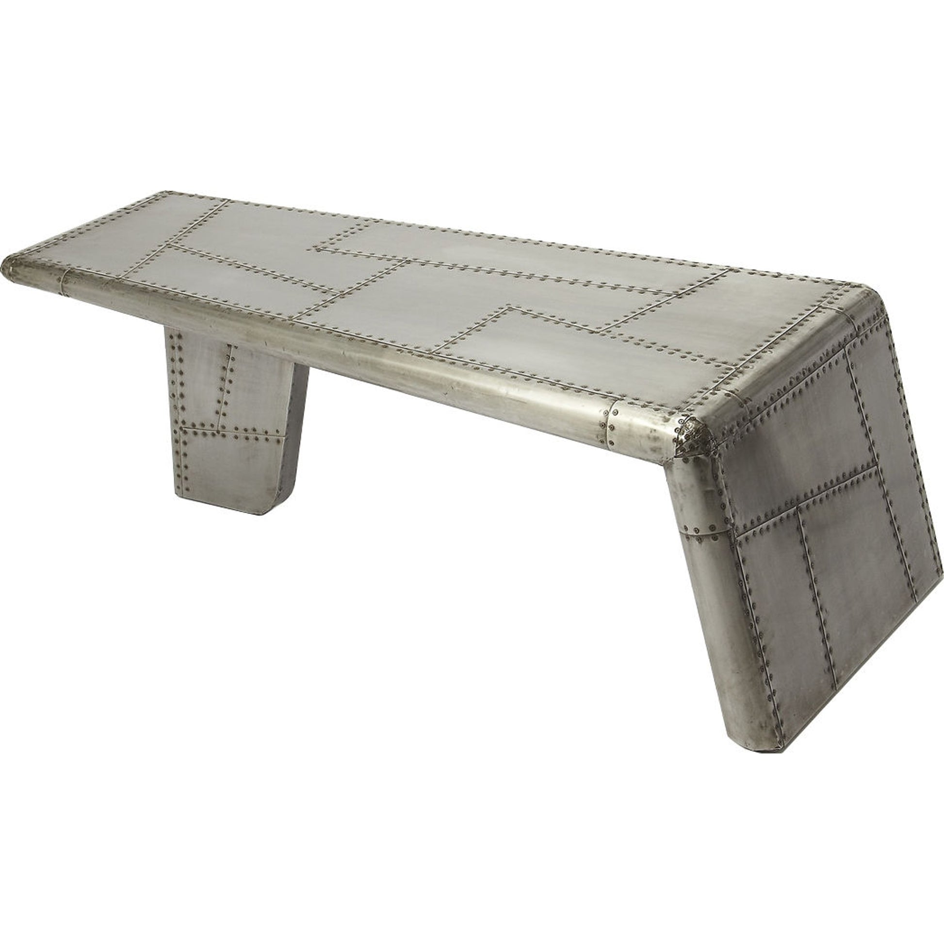 Yeager Aviator Cocktail Table by Butler Specialty Company in gray and industrial chic. Made from mango wood solids, mdf, aluminum in a modern style.